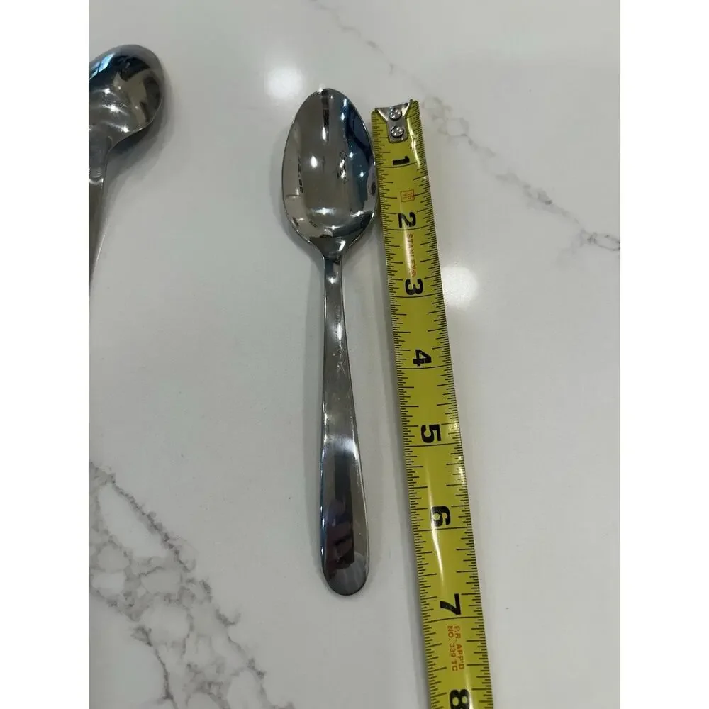 Cambridge Mark 11-23 Plain Flatware Silverware Lot of 8 Dessert Spoons Stainless